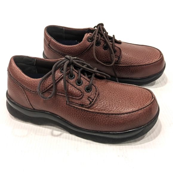 OASIS men\'s brown leather comfort loafers walking shoes size 8 wide main image 6